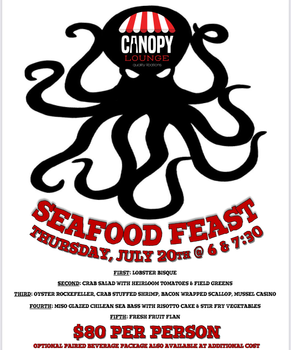 Seafood Feast Thursday July 20 at 6 and 7:30