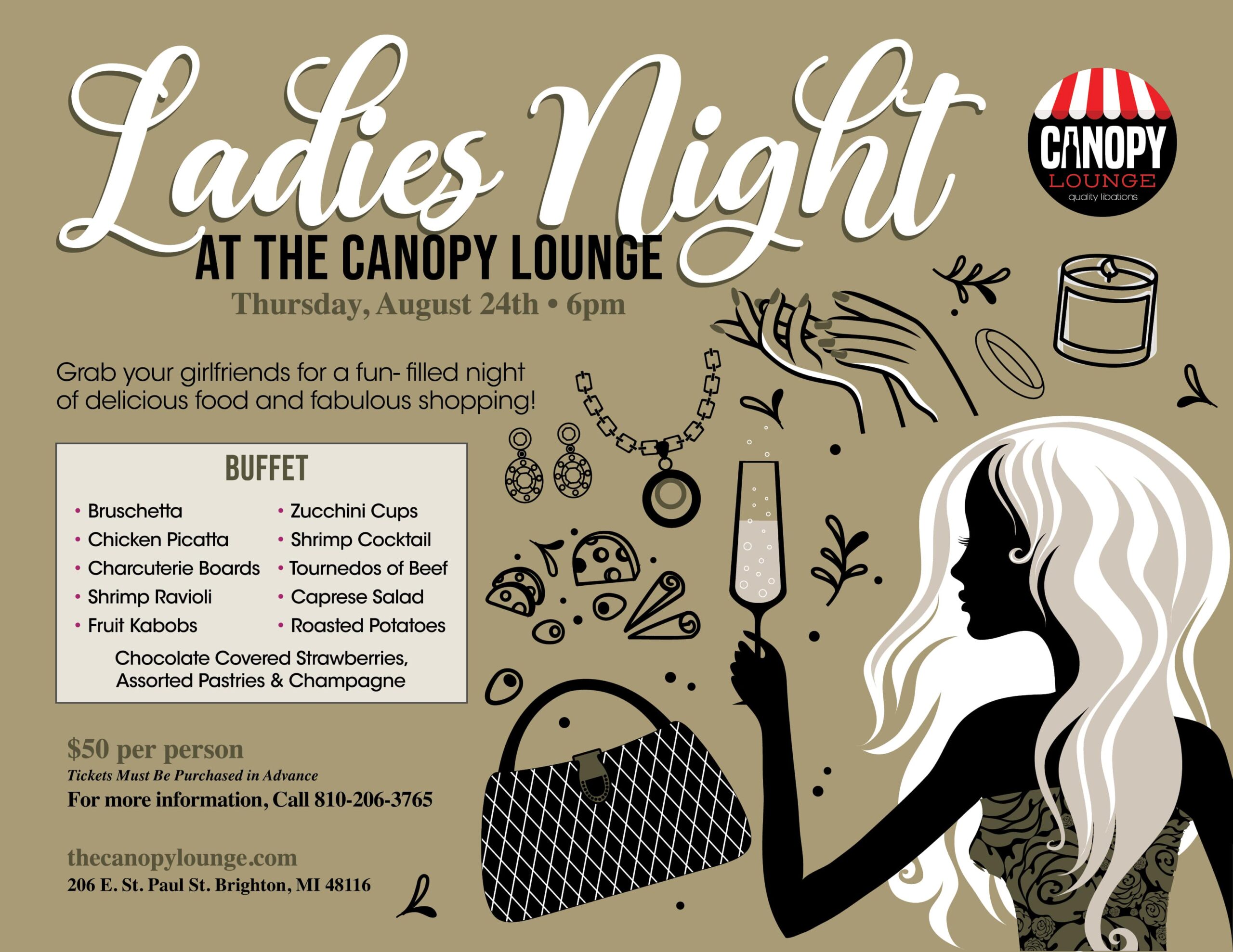 Ladies Night at the Canopy Lounge. Thursday, August 24th, 6pm
