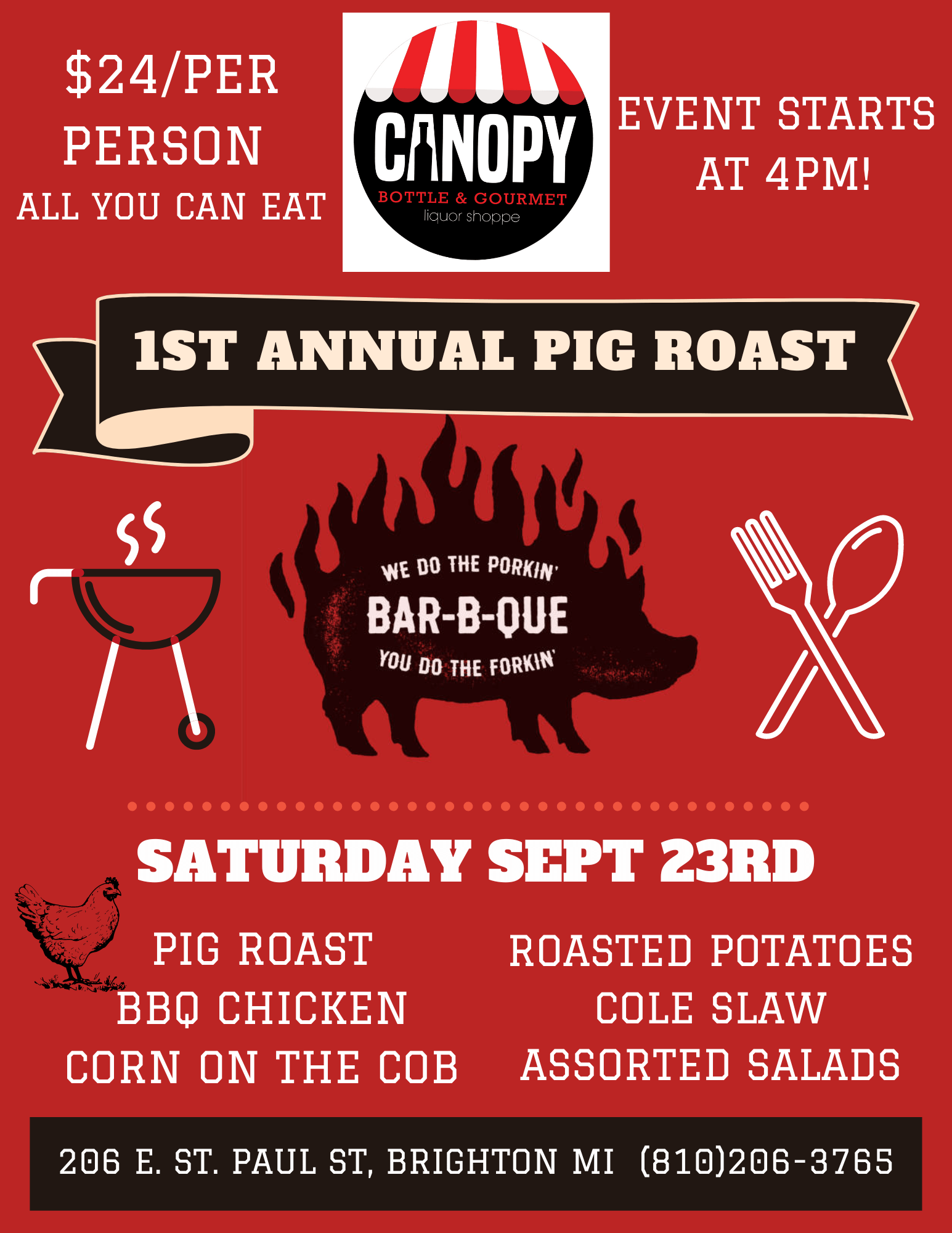 Pig Roast. Saturday, September 23.