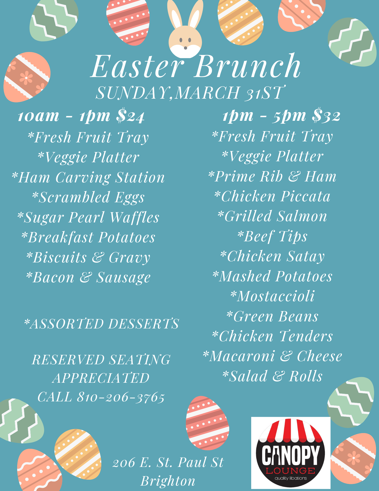 Easter Brunch. Sunday, March 31, 2024 1am to 5pm